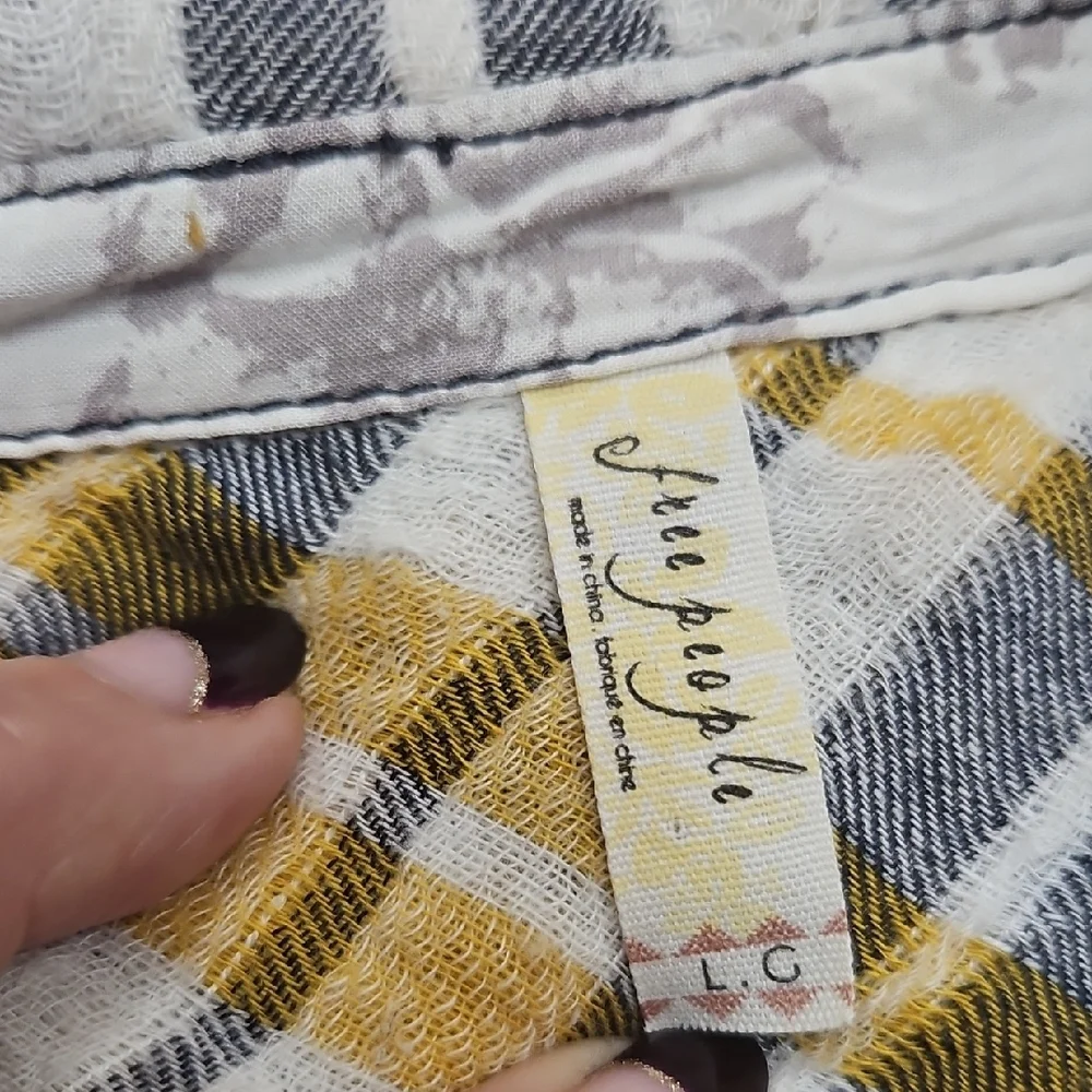 Plaid Button-Up Shirt in Yellow and Gray - Picture 8 of 10